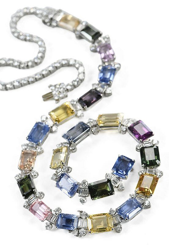 Appraisal: Oscar Heyman Sapphire and Diamond Necklace vintage Oscar Heyman Brothers