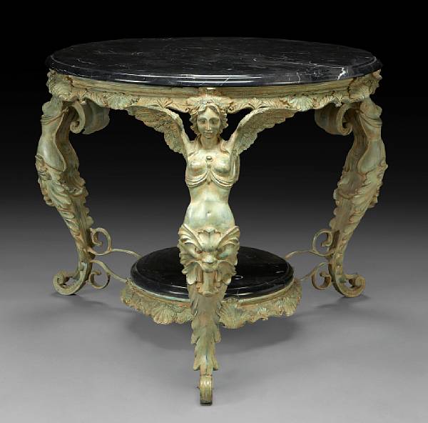 Appraisal: A Neoclassical style patinated bronze center table The circular top