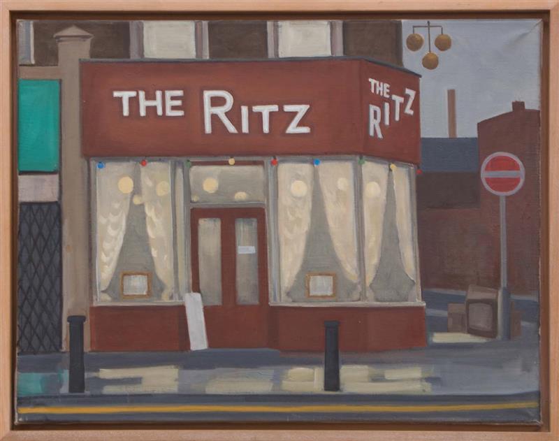 Appraisal: JOHN JAMES b THE RITZ Oil on canvas signed 'John