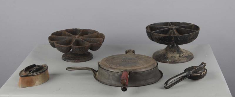 Appraisal: Lot of Various Cast Iron Items Five household and garage