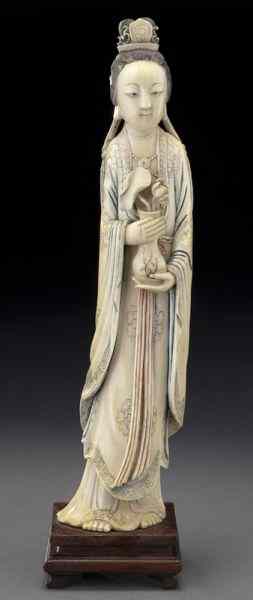 Appraisal: Chinese Qing carved ivory Guanyin International shipping IS NOT available