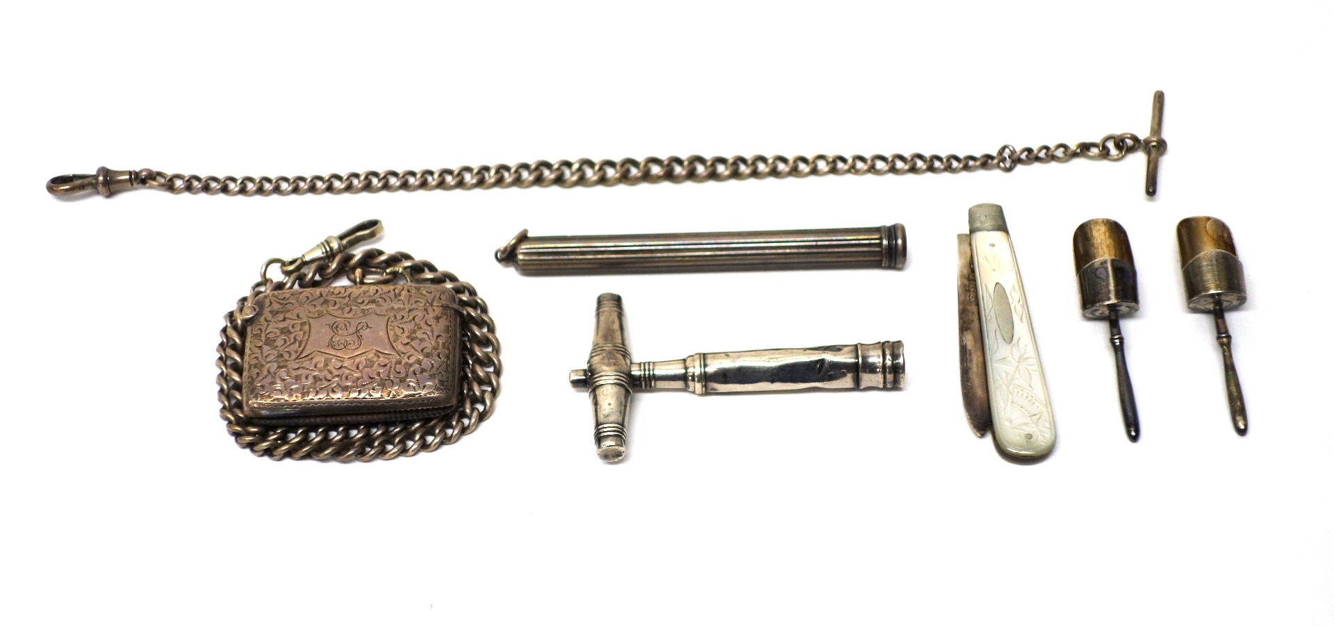 Appraisal: A silver cased travelling corkscrew probably by Matthew Linwood circa