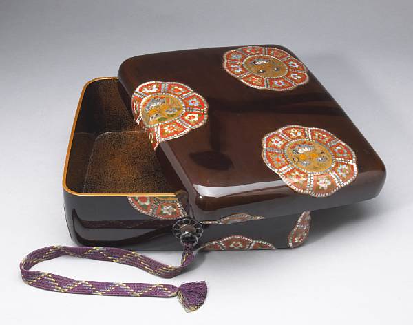 Appraisal: An inlaid lacquer decorated bunko document box Meiji Taisho Period