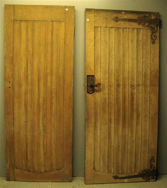 Appraisal: th century solid oak linenfold panel door with cast metal