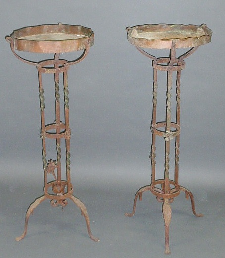 Appraisal: Pair of decorative planters iron and copper h x dia