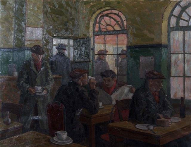 Appraisal: ALAN MORREL - The railway cafe oils on canvas x