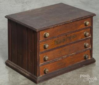 Appraisal: Clark's O N T oak spool cabinet ca with four