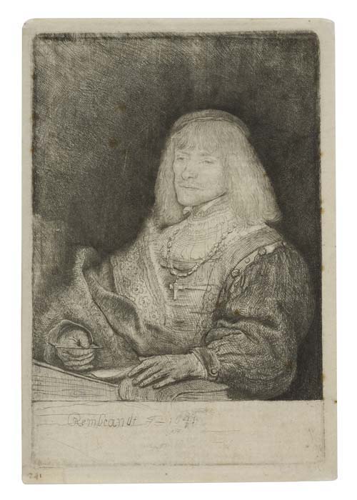 Appraisal: REMBRANDT VAN RIJN Man at a Desk Wearing a Cross