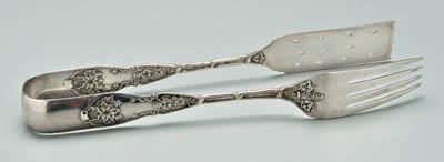 Appraisal: Samuel Wilmot coin silver tongs grape and vine decoration one