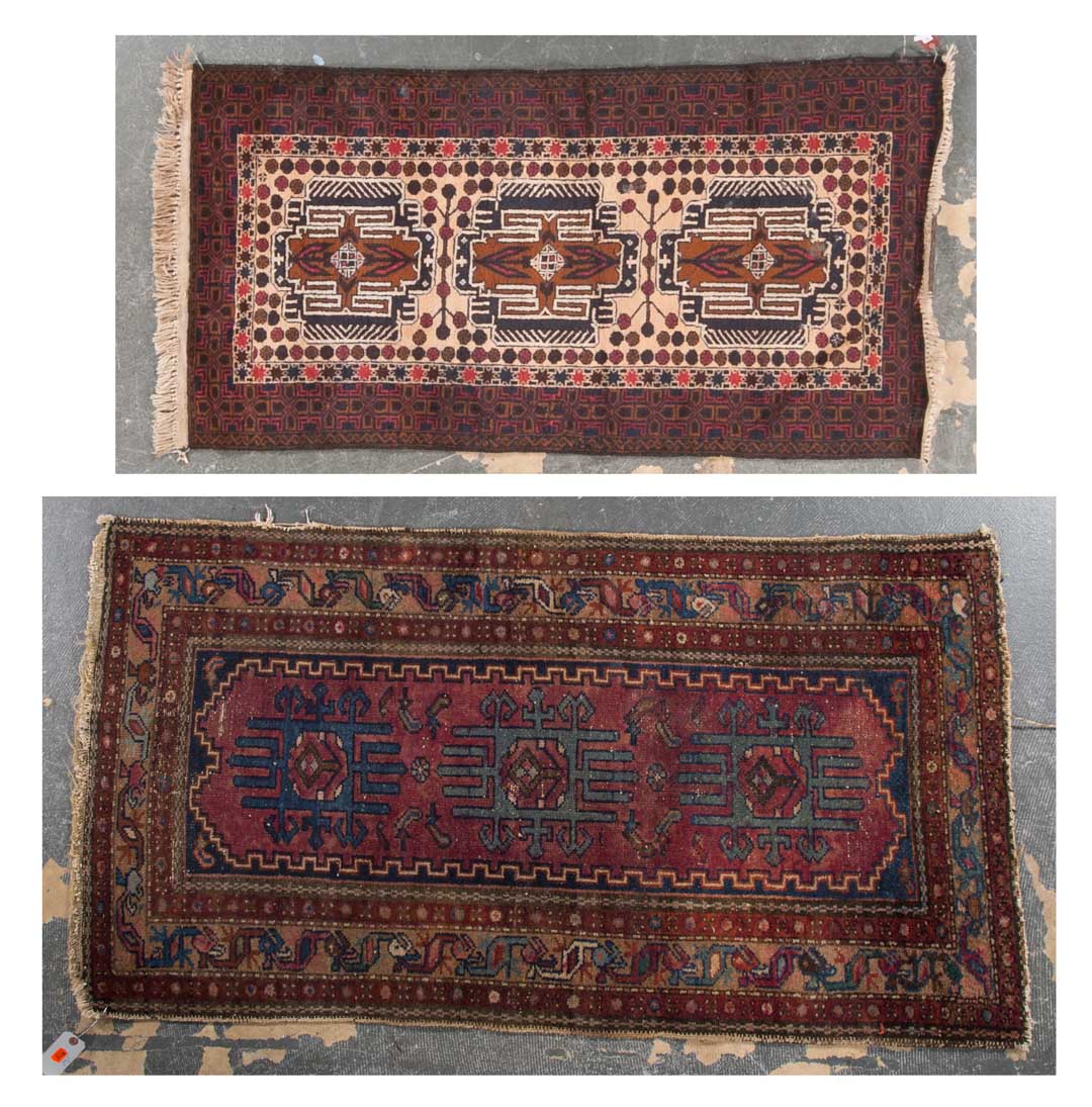 Appraisal: Belouchistan rug approx x together with an antique Hamadan rug