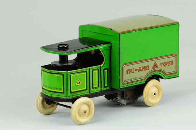 Appraisal: BOXED TRI-ANG STEAM VAN An interesting lithographed tin vehicle enclosed