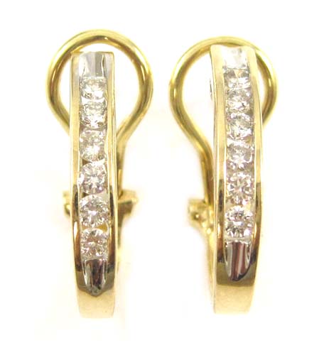 Appraisal: PAIR OF DIAMOND HOOP EARRINGS each k gold set with