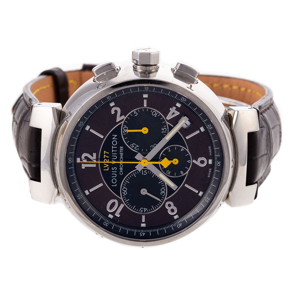 Appraisal: A Vuitton Tambour Chronographe Automatique Watch Louis Vuitton Tambour Chronographe