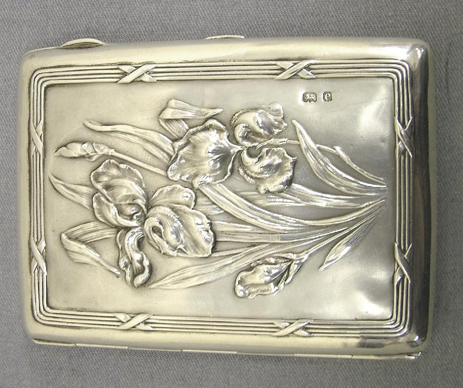 Appraisal: Good Edwardian Art Nouveau calling card case the hinged lid