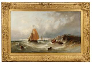 Appraisal: th C Continental Shoreline in a Storm Oil Continental School