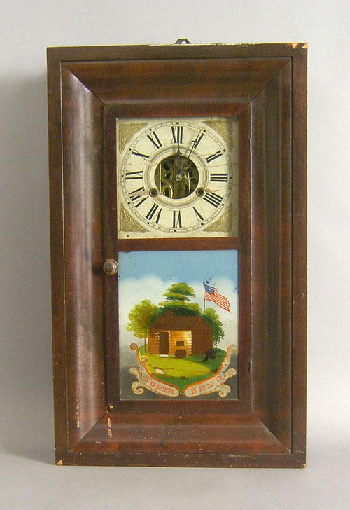 Appraisal: Two mahogany ogee shelf clocks th c one Smith Bros