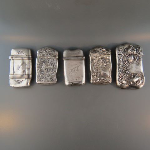 Appraisal: Sterling Silver Match Safes mostly florals circa