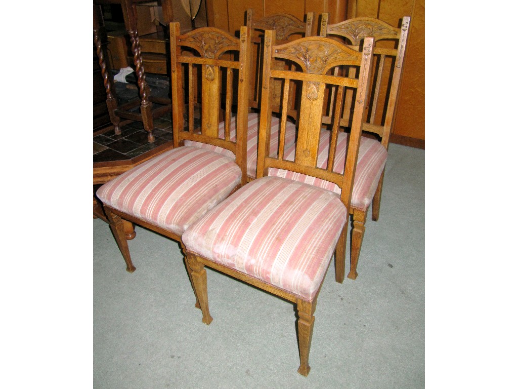 Appraisal: Set of four Art Nouveau oak dining chairs