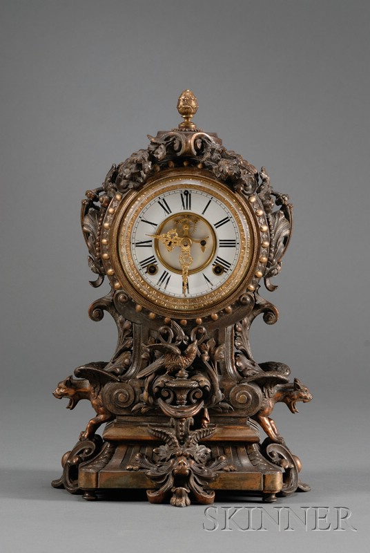 Appraisal: Franconia Bronze Mantel Clock by Ansonia Brooklyn New York c