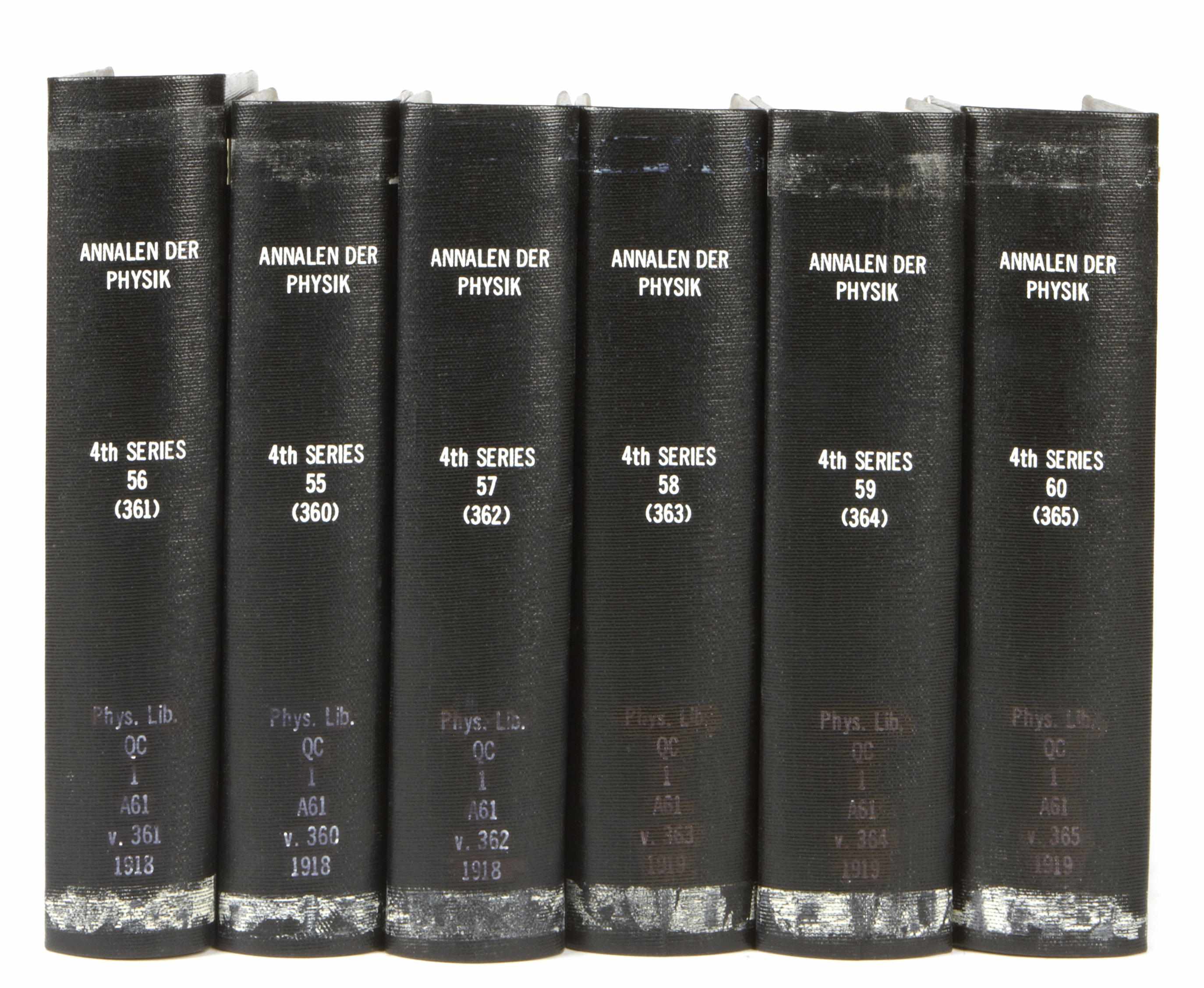 Appraisal: BINDINGSSCIENCE PERIODICALS Annalen der Physik Liepzig - volumes to Mostly