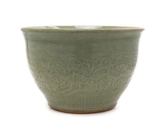 Appraisal: A Longquan Celadon Glazed Jardini re Height x diameter inches