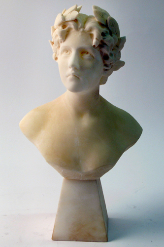 Appraisal: AN ITALIAN MARBLE SCULPTURE AND BOOKLET the bust titled Inspiration