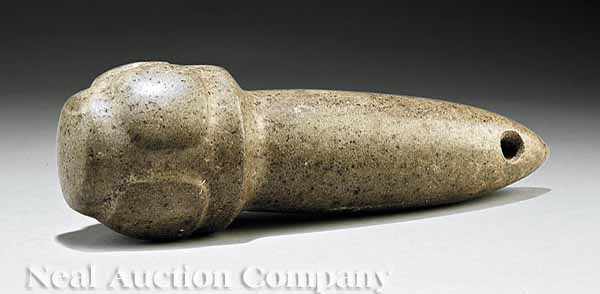 Appraisal: A Colima Carved Stone Club c BC - AD cylindrical