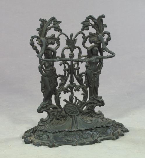 Appraisal: Rare French Cast-Iron Figural Umbrella Stand in the Rococo Revival