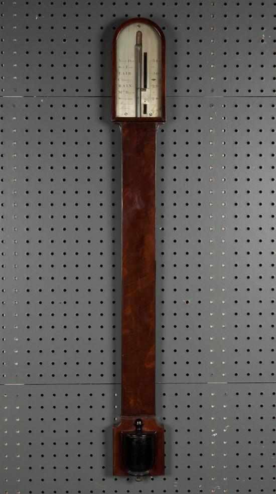 Appraisal: George III mahogany stick barometer Jesse Ramsden dated engraved silvered