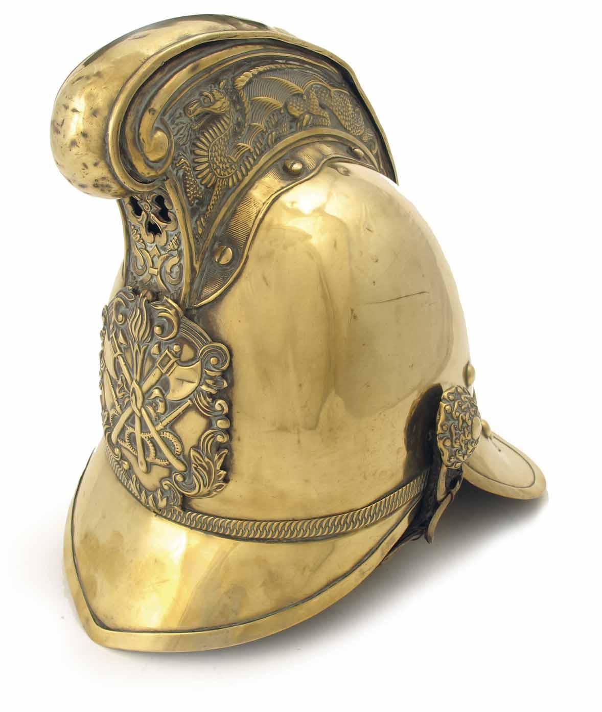 Appraisal: A Victorian brass fireman s helmet