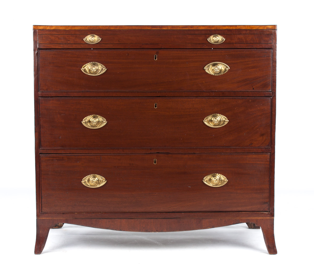 Appraisal: George IV inlaid mahogany chest flat top with banded inlay