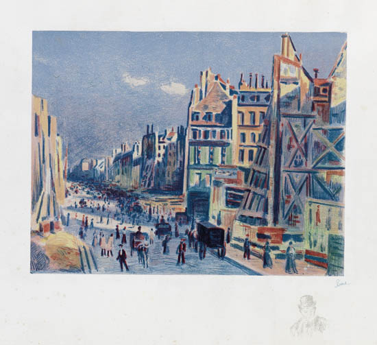 Appraisal: MAXIMILIEN LUCE Le Rue Reaumur Color lithograph on Chine appliqu