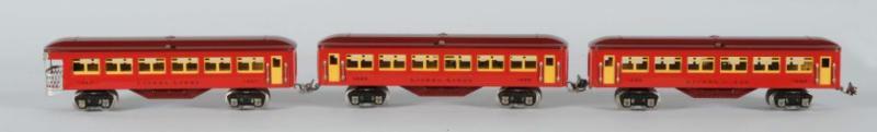 Appraisal: Lot of Lionel O-Gauge Vermillion Cars Description Pre-war - -