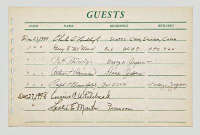 Appraisal: Charles A Lindbergh signed register green printed sheet titled quot