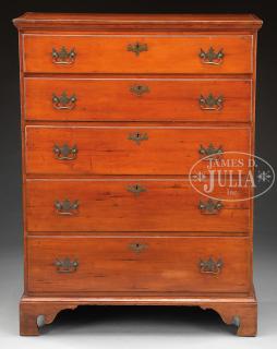 Appraisal: CHIPPENDALE CHERRY -DRAWER TALL CHEST Late th century Southern New