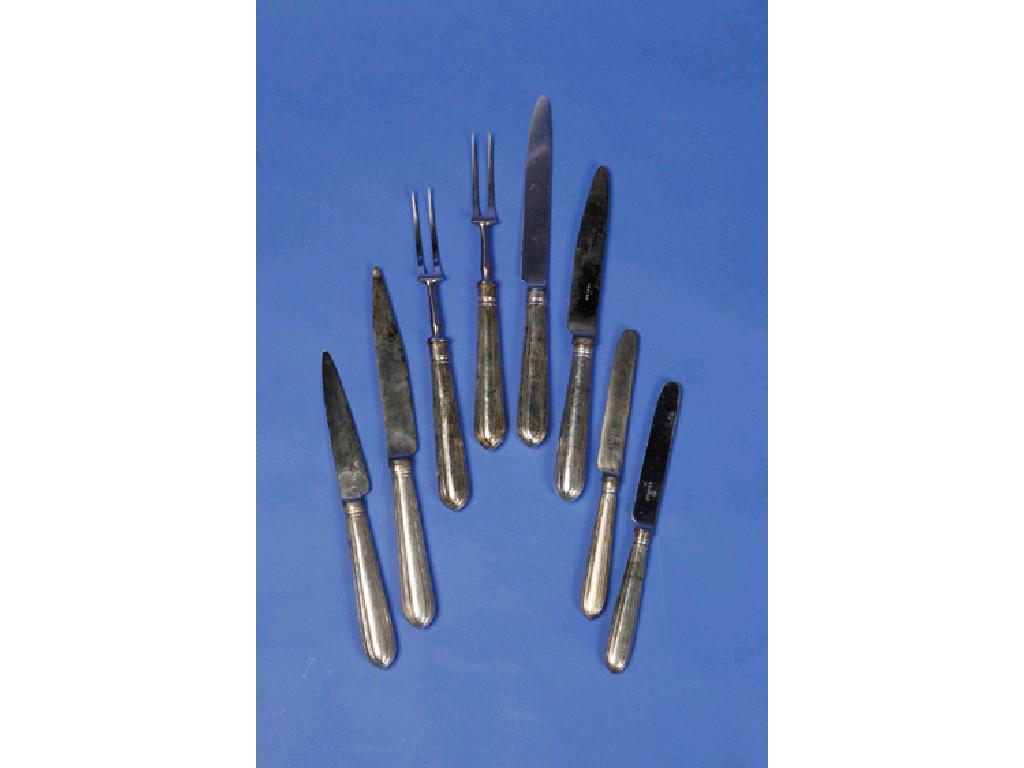 Appraisal: A LARGE QUANTITY OF SILVER HANDLED TABLE KNIVES DESSERT KNIVES