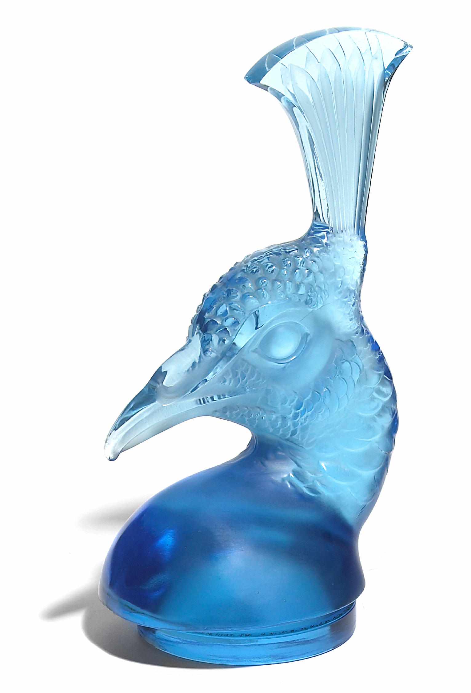 Appraisal: A Ren Lalique molded turquoise blue glass Tte de Paon