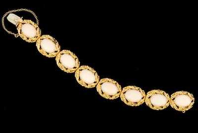 Appraisal: A Ladies' Angel Skin Coral and Gold Bracelet k yellow