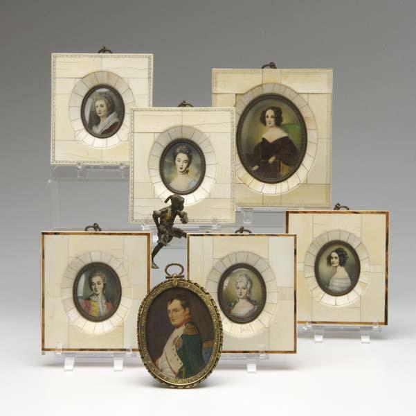 Appraisal: PORTRAIT MINIATURES Framed in ivory depicting French and German royalty