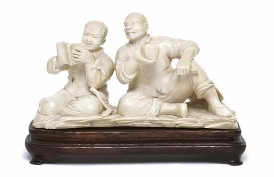 Appraisal: A Chinese Ivory Carving of Two Reclining Men Cultural Revolution