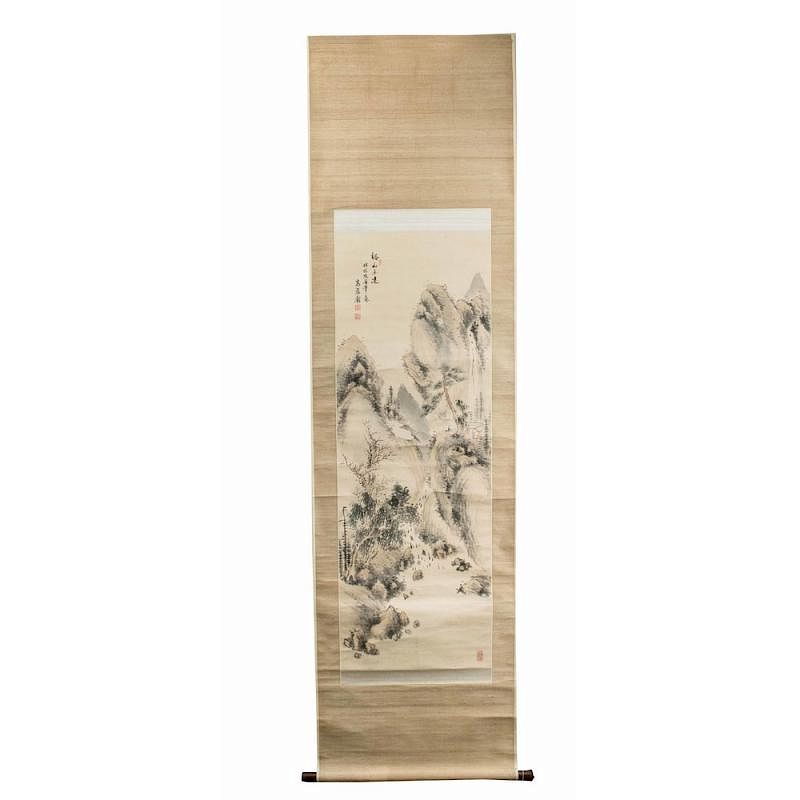 Appraisal: Asian Scroll Asian scroll Dimensions l x w Processing and