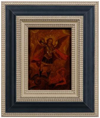 Appraisal: Greek icon St Michael the Archangel slaying the dragon unsigned