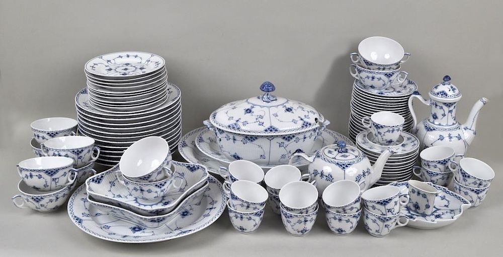 Appraisal: Royal Copenhagen Porcelain Partial Service in two patterns Blue Fluted