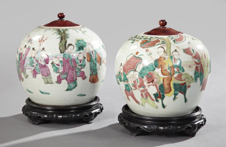 Appraisal: Attractive Pair of Tao Kuang Porcelain Covered Jars second quarter