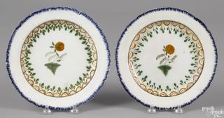 Appraisal: Pair of pearlware blue feather edge plates th c with