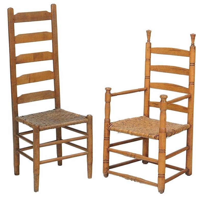 Appraisal: Two Early American Country Chairs th th century comprising one