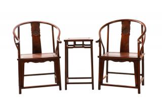 Appraisal: Pair Chinese Ming Style Parlor Set Chinese mid to late