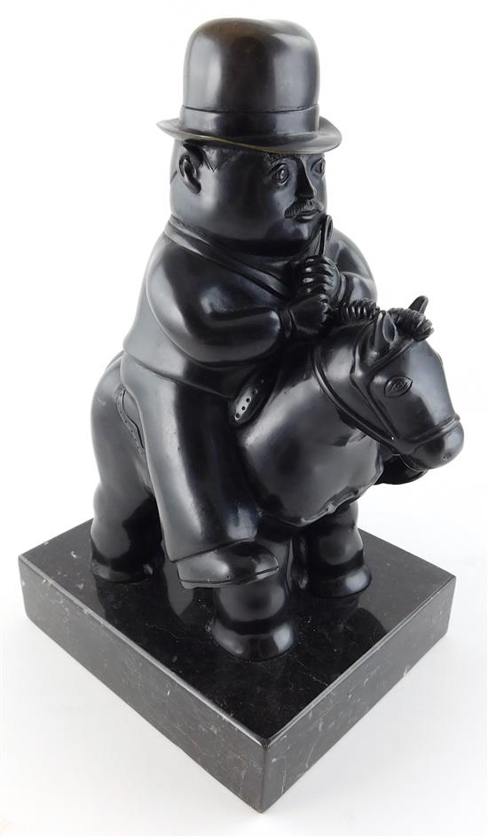 Appraisal: Bronze after Fernand Botero Man in Derby Riding Horse marked