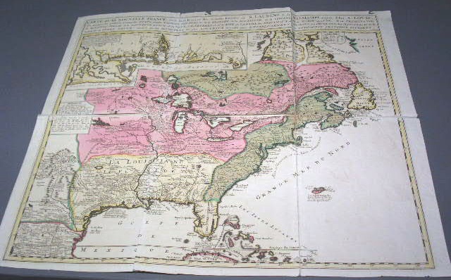 Appraisal: Hand-colored French map c Carte De La Nouvelle France x