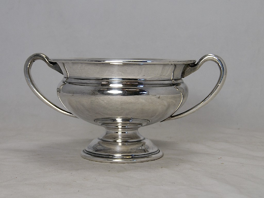 Appraisal: Silver two-handled rose bowl on stemmed foot London approx ozs